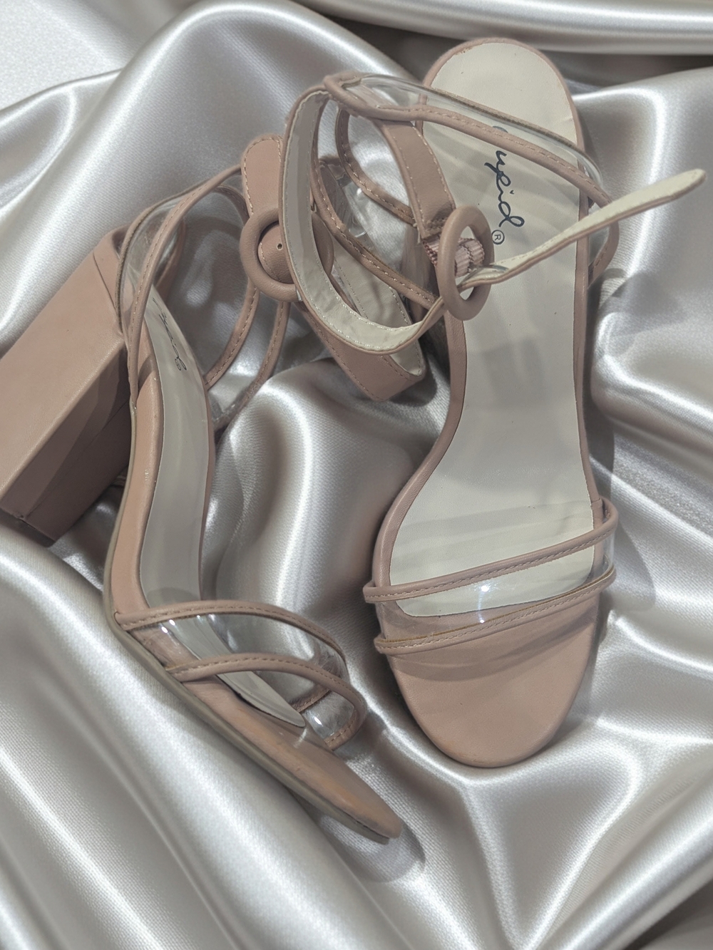 Cupid Blush Nude Strappy Block Heel Sandals
